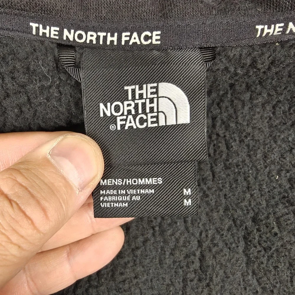 The North Face Jacket Mens Medium Black Hooded Fleece‎ Full Zip Broken Zipper
